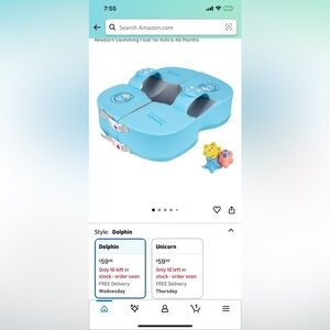 Blue Baby Swimming Float with Dolphin Design